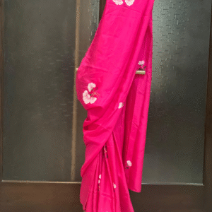 Carnation pink crepe saree