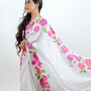 Gulzar white silk saree