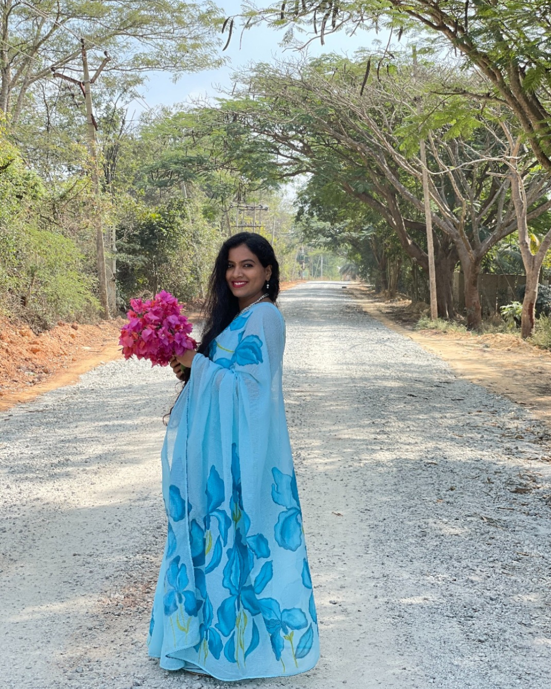 Iris blue cotton kota doria saree - Image 4