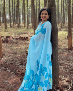 Iris blue cotton kota doria saree