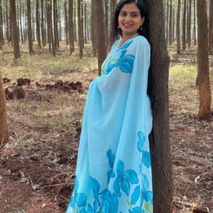 Iris blue cotton kota doria saree