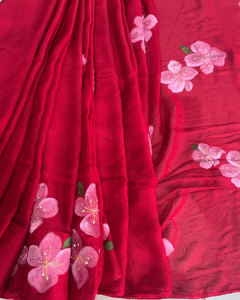 Jasmine red chinon chiffon saree