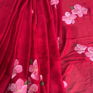 Jasmine red chinon chiffon saree