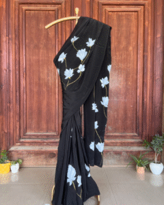 Kehkasha black crepe saree
