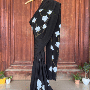 Kehkasha black crepe saree