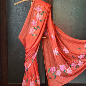 Lily rust orange chinon chiffon saree