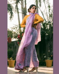 Lily lilac kota doria silk saree