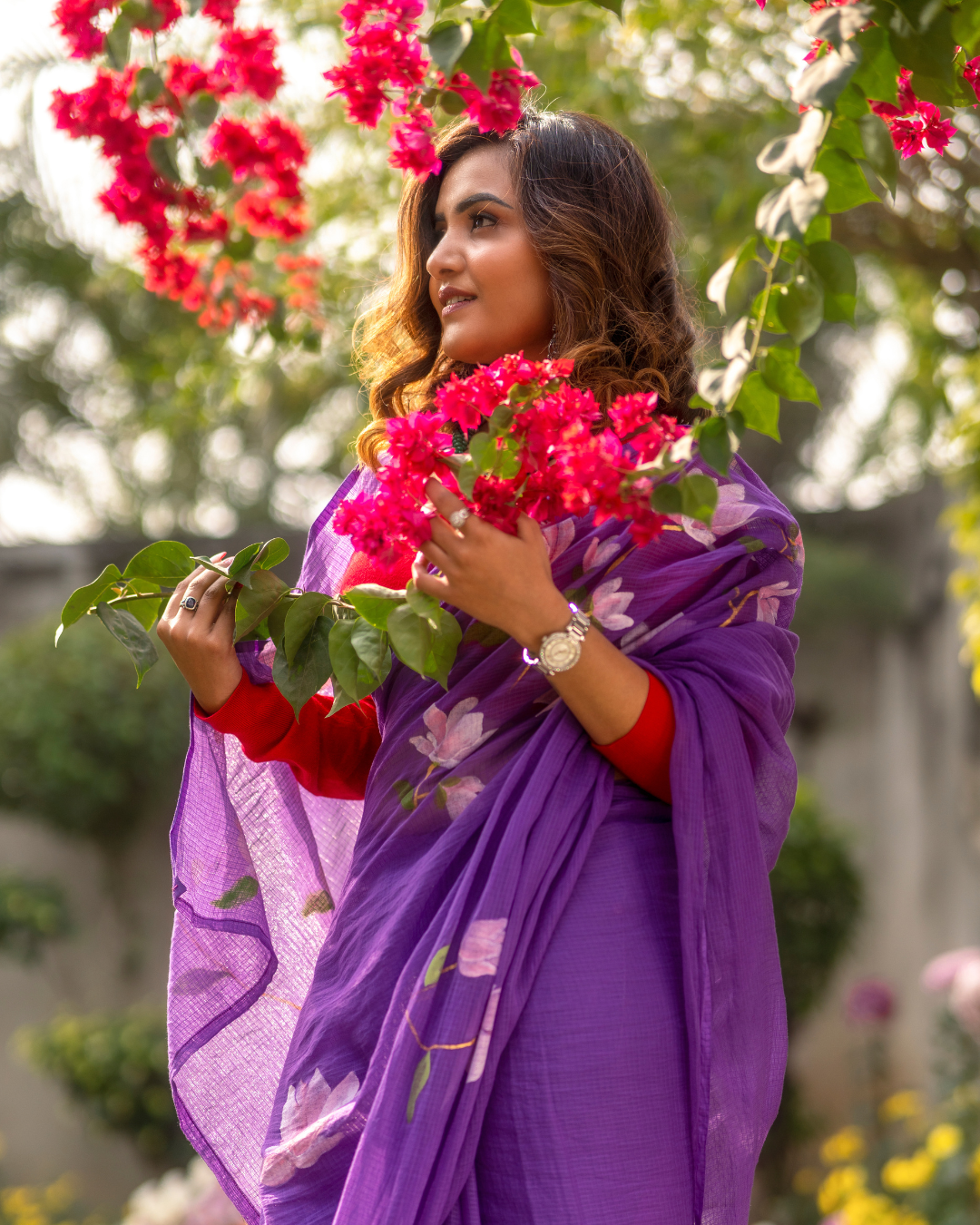 Magnolia purple kota doria saree