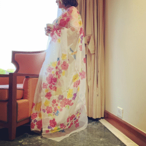 Firdaus white organza saree