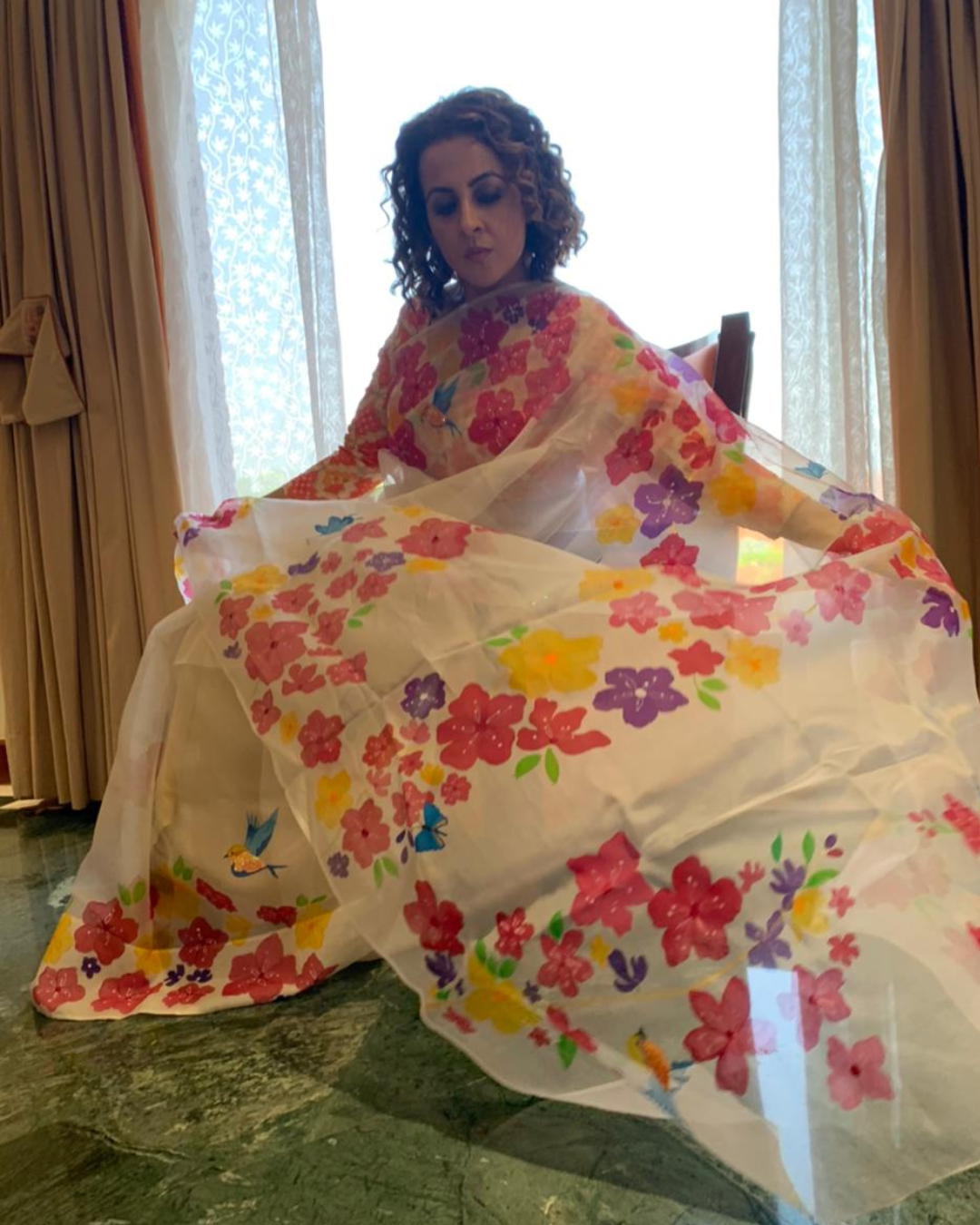 Firdaus white organza saree - Image 6