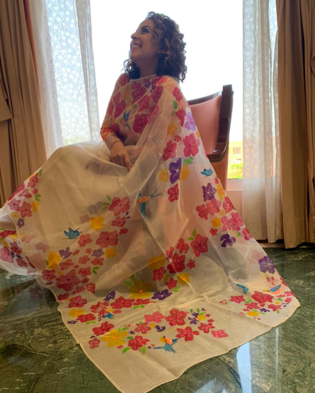 Firdaus white organza saree - Image 3