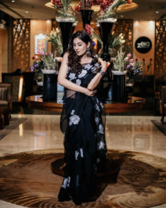 Kehkasha black organza saree