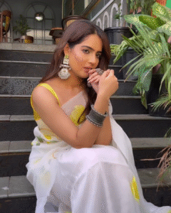 Magnolia white organza saree