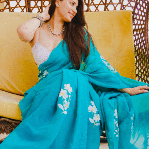 Orchids green organza saree