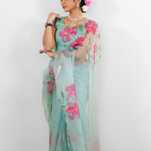 Sayuri blue organza saree