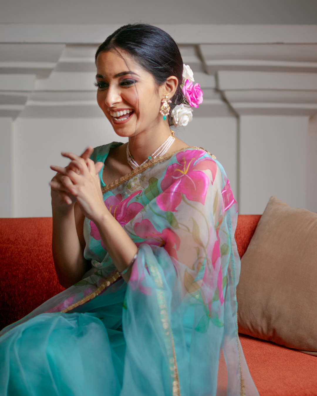 Sayuri blue organza saree - Image 2