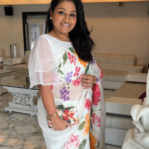 Zahara white organza saree